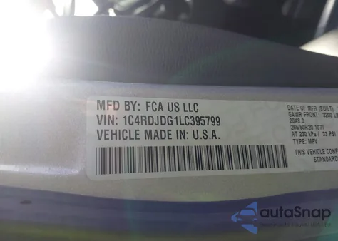 2020 Dodge Durango Gt Plus Awd из США, поврежденный, VIN 1C4RDJDG1LC395799